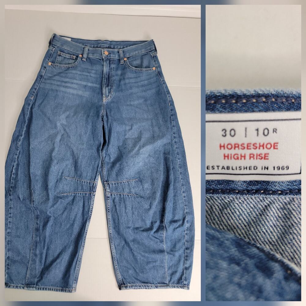 GAP Jeans Womens Sz 30 Horseshoe High Rise Barrel 100% Cotton Relaxed